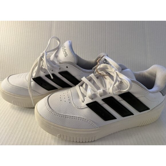 Adidas Courtblock Women's 7 Tennis Leather Shoes White Black New With Tags - Picture 2 of 10